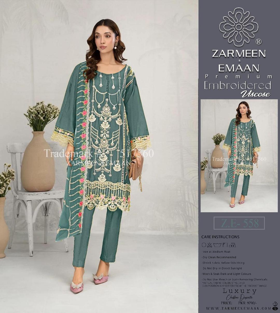 3 Pcs Women's Unstitched Embroidered Viscose Plain Suit